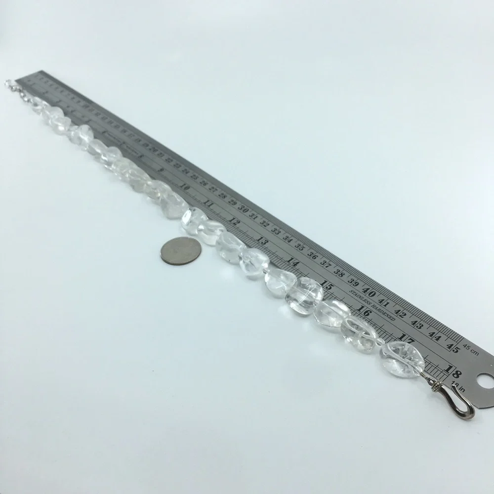 Vintage Chunky Clear Rock Crystal Quartz Beaded Necklace Silver Clasp
